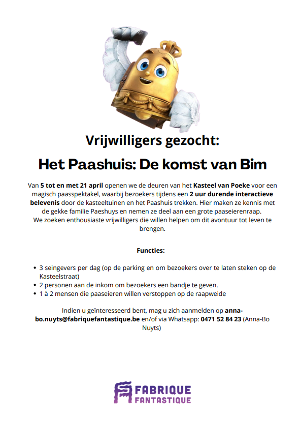 Oproep vrijwilligers Fabrique Fantastique
