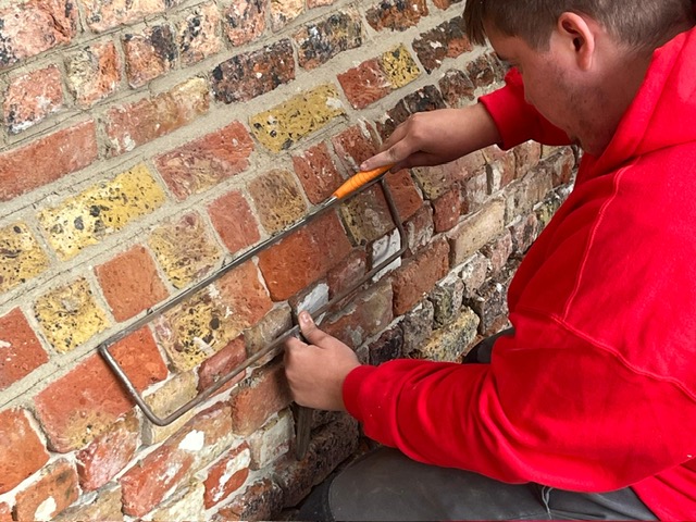 Leerlingen van VTI Brugge helpen met de restauratie van de abdijmuur. Leerlingen van VTI Brugge helpen met de restauratie van de abdijmuur.
